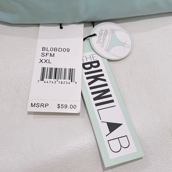 NWT XXL bikini lab sea foam mint swimsuit full cover double square pad shelf bra - Picture 2 of 10